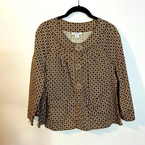 Dressbarn Brown Ivory Blazer Size XL - Picture 2 of 4